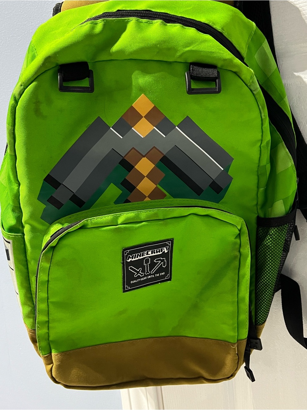 Source Unknown Bright Green & Brown Pixel-Style Backpack